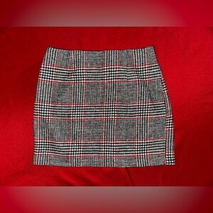 Forever 21 Black, Red, and White Plaid Mini Pencil Skirt